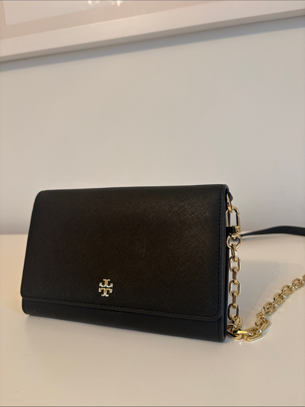 Tory Burch Black Crossbody with Gold Chain Strap